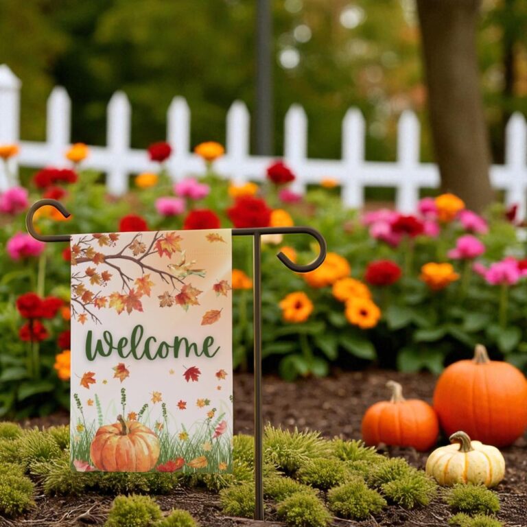 Fall Welcome Flag, Autumn Yard Decor