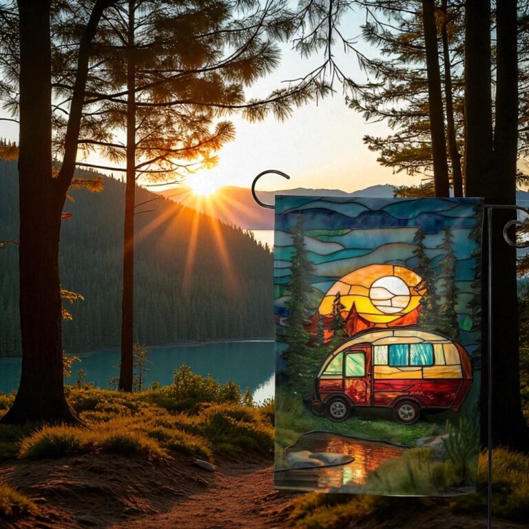 Family Camping Flag, Personalized Campsite Sign