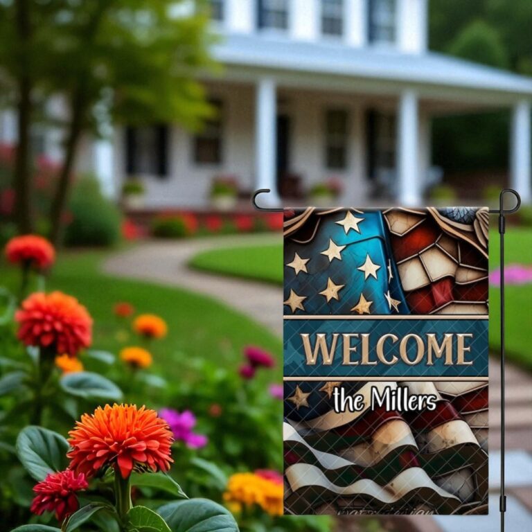 Faux Stained Glass Flag, Patriotic Garden Decor