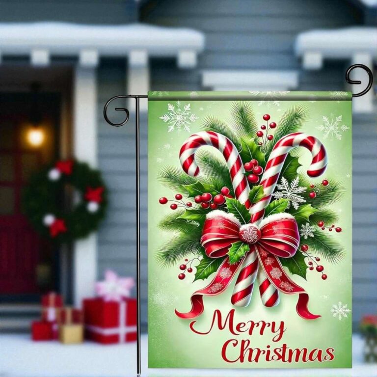 Festive Red Bow Garden Flag for Winter Outdoor Decor