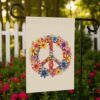 Floral Peace Sign Garden Flag, Spring Yard Decor