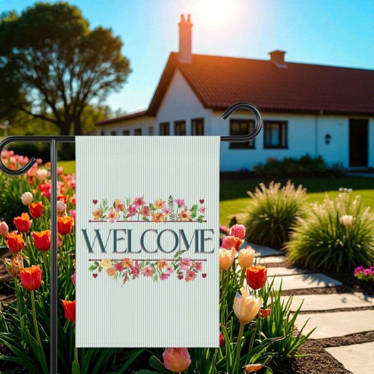 Floral Welcome Flag Outdoor Garden Decor Durable & Vibrant