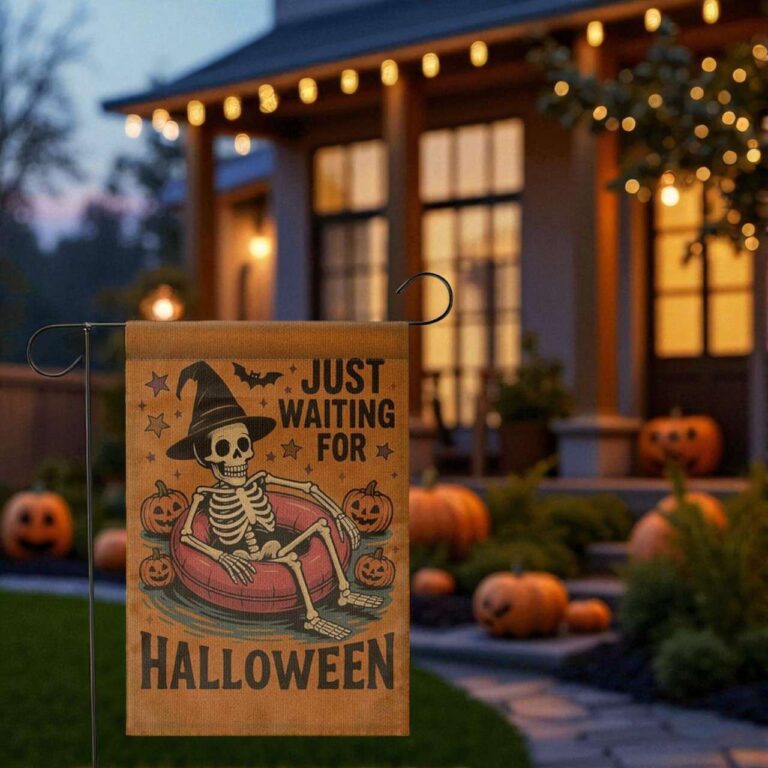 Funny Skeleton Yard Decor Halloween Garden Flag - Durable Outdoor Sign