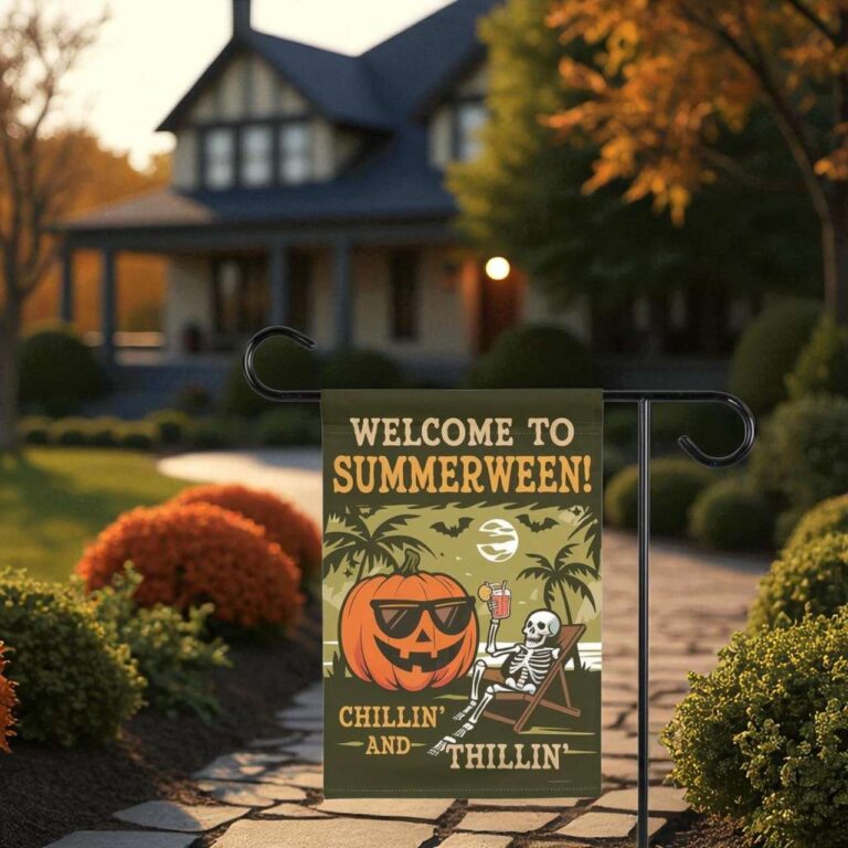 Funny Summerween Garden Flag for Lawn Halloween Decor
