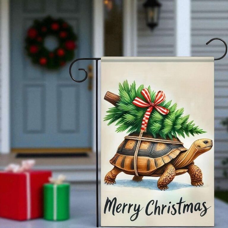 Funny Turtle Garden Flag for Winter Yard Decor