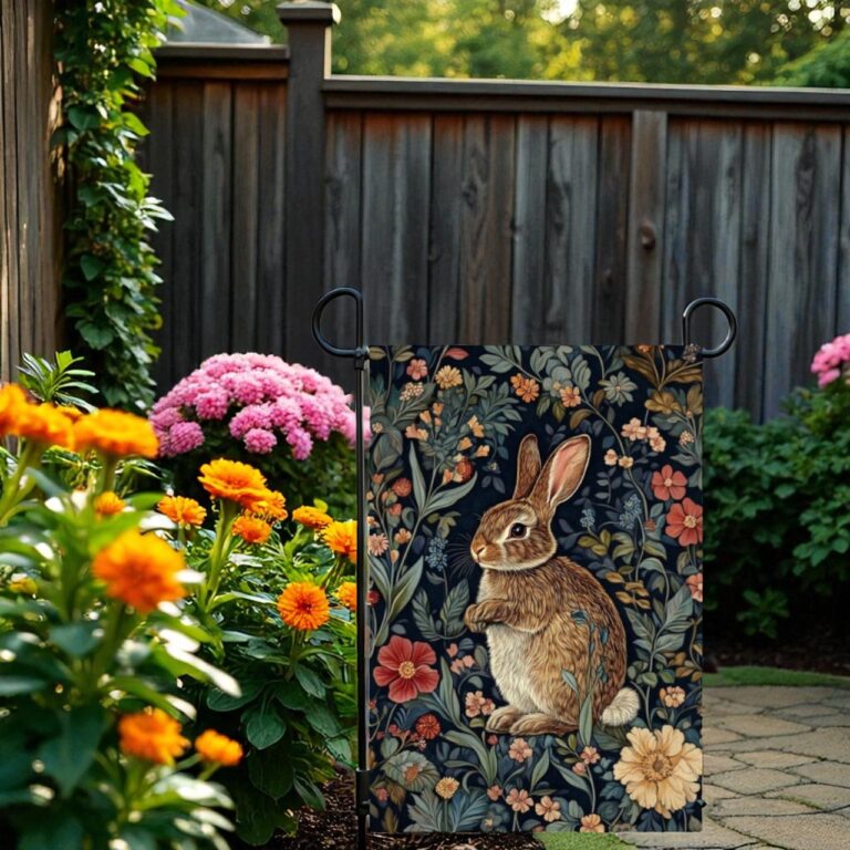 Garden Bunny Banner, Spring Outdoor Decor
