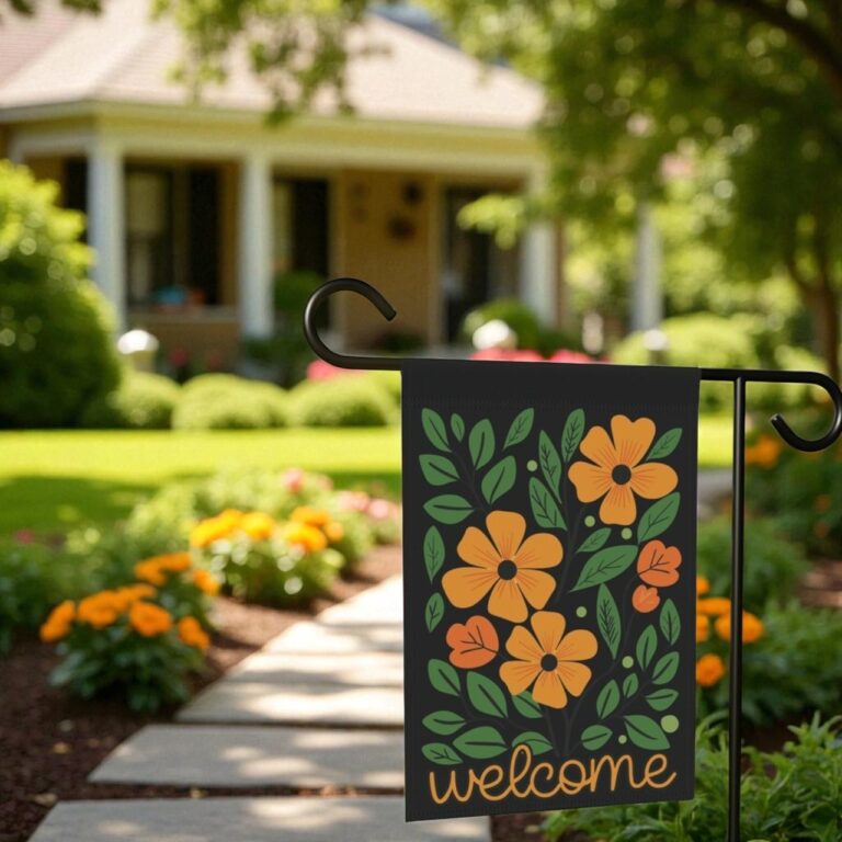 Welcome Garden Flag, Boho Floral Welcome Banner