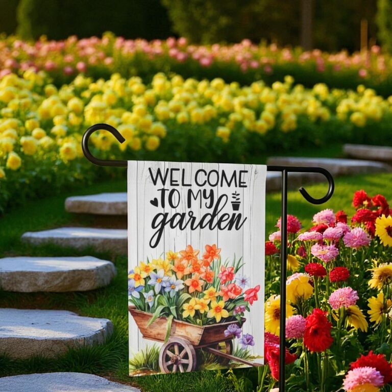 Welcome Garden Flag, Floral Print Yard Sign