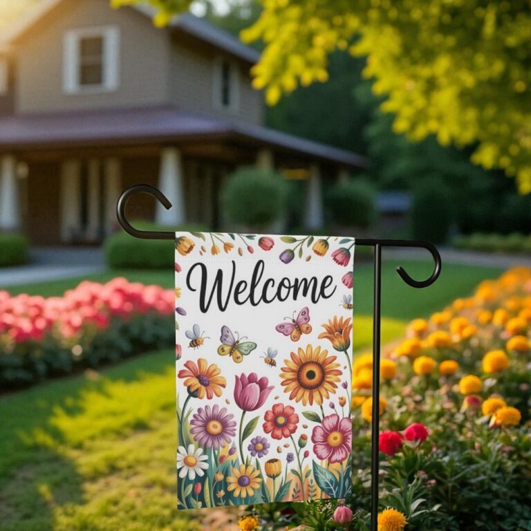 Welcome Garden Flag, Spring Summer Floral Decor