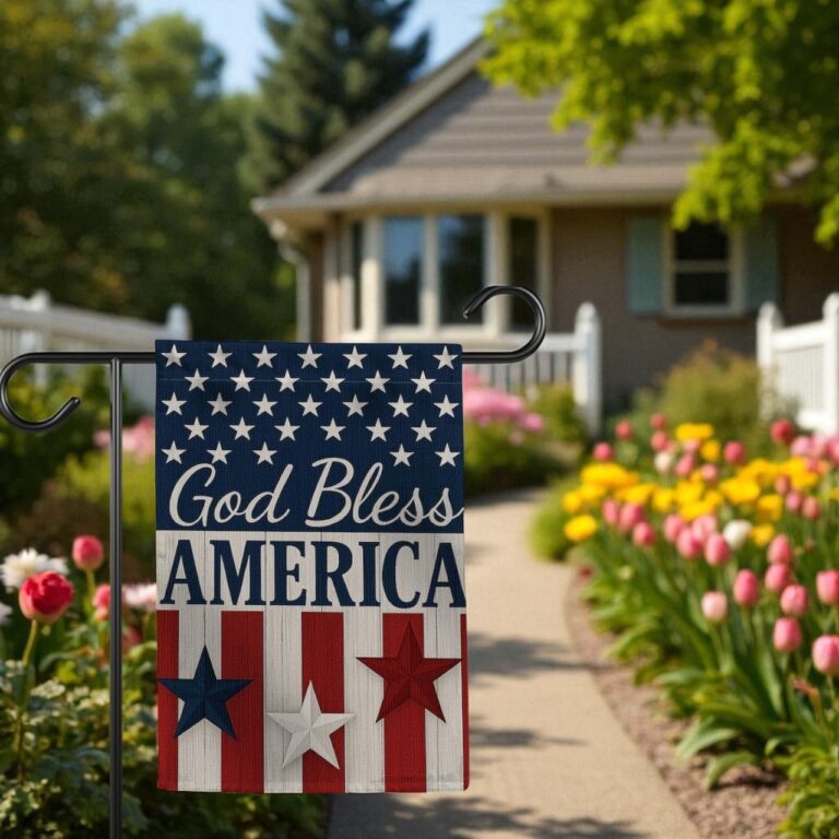 God Bless America Garden Flag, Patriotic Outdoor Decor