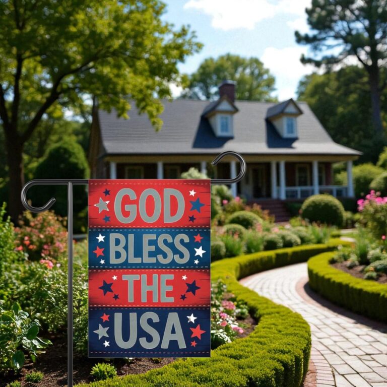 God Bless The USA Garden Flag, Patriotic Yard Decor