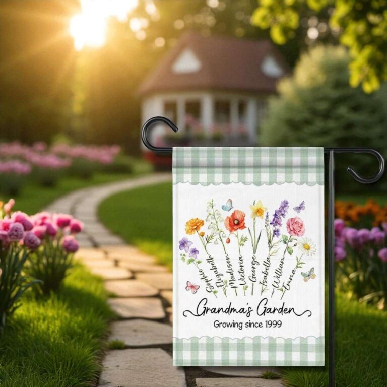 Grandma's Garden Flag Custom Birth Month Flower - Personalized Gifts