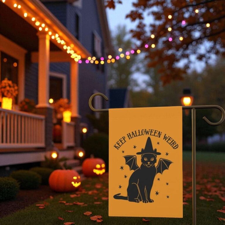 Halloween Black Cat Garden Flag | Unique Gothic Yard Decor
