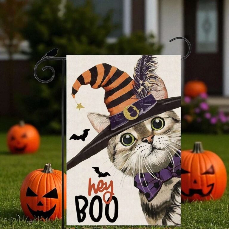 Halloween Garden Flag Boo Cat Outdoor Yard Décor