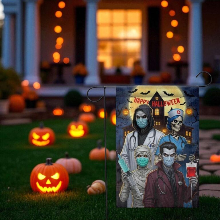 Halloween Garden Flag Doctor Nurse Yard Banner Durable Outdoor Decor