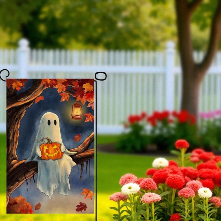 Halloween Garden Flag with Cute Ghost | Outdoor Yard Decor