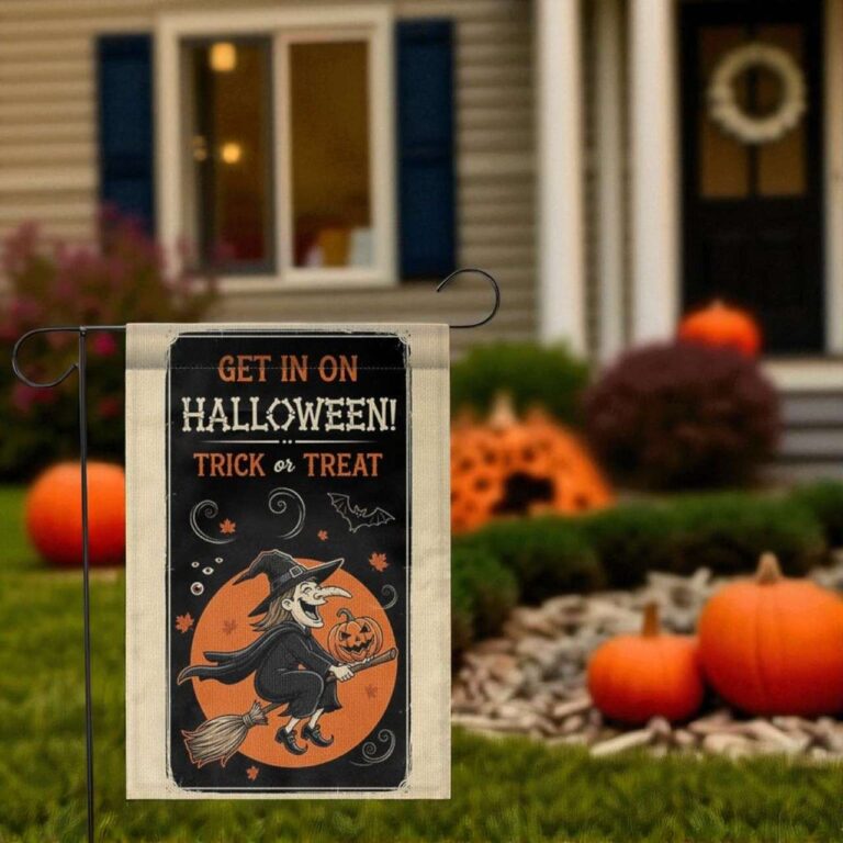 Halloween Garden Flag - Flying Witch Yard Decor