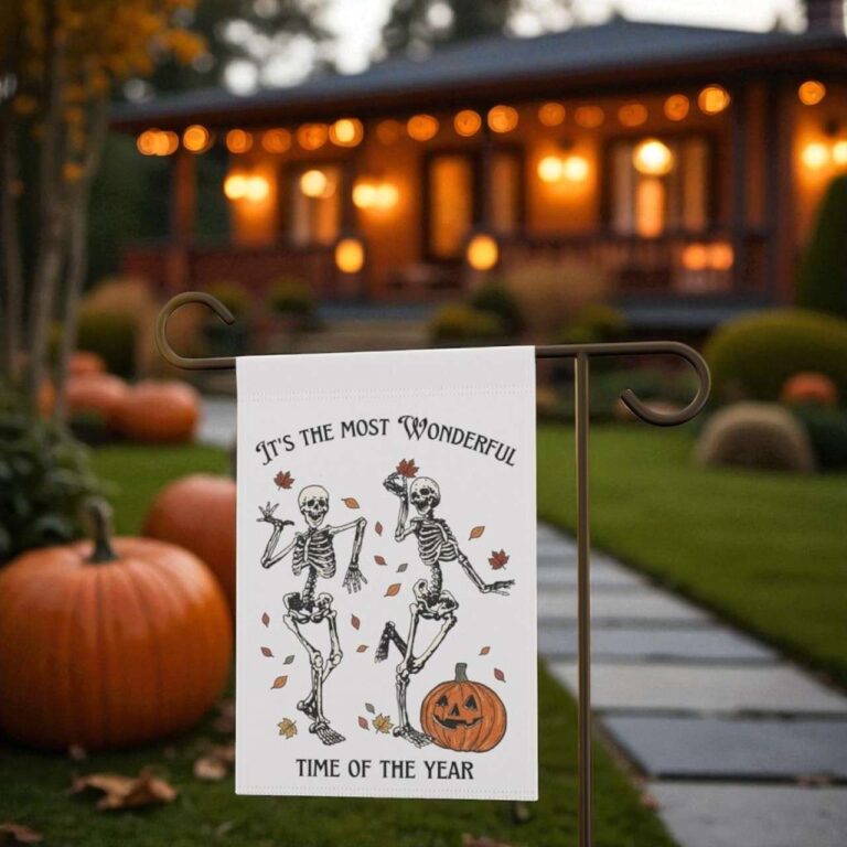 Halloween Garden Flag Durable Skeleton Yard Decor for Outdoor