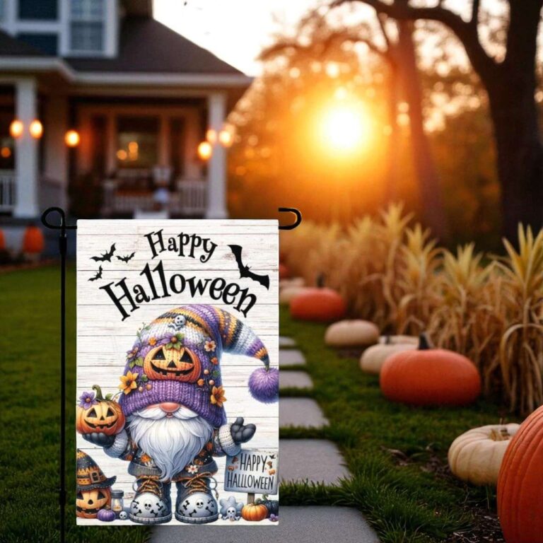 Halloween Gnome Garden Flag for Outdoor Fall Decor
