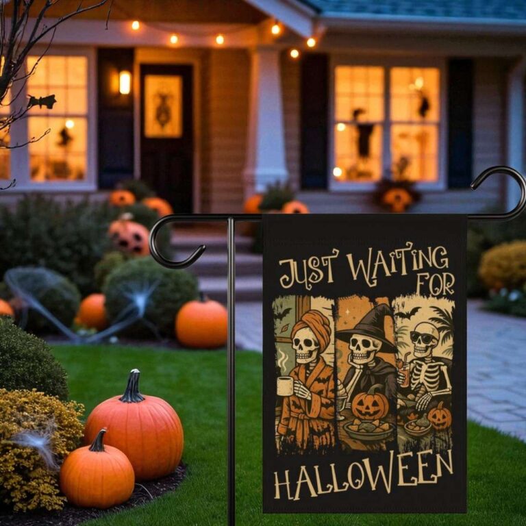 Halloween Skeleton Garden Flag – Witchy Goth Outdoor Decor