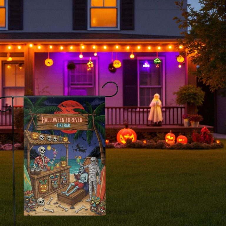 Halloween Tiki Bar Garden Flag Outdoor Decor for Spooky Yards