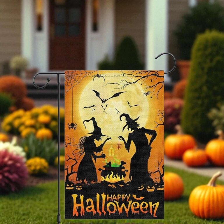 Halloween Yard Flag with Witch | Outdoor Holiday Decor