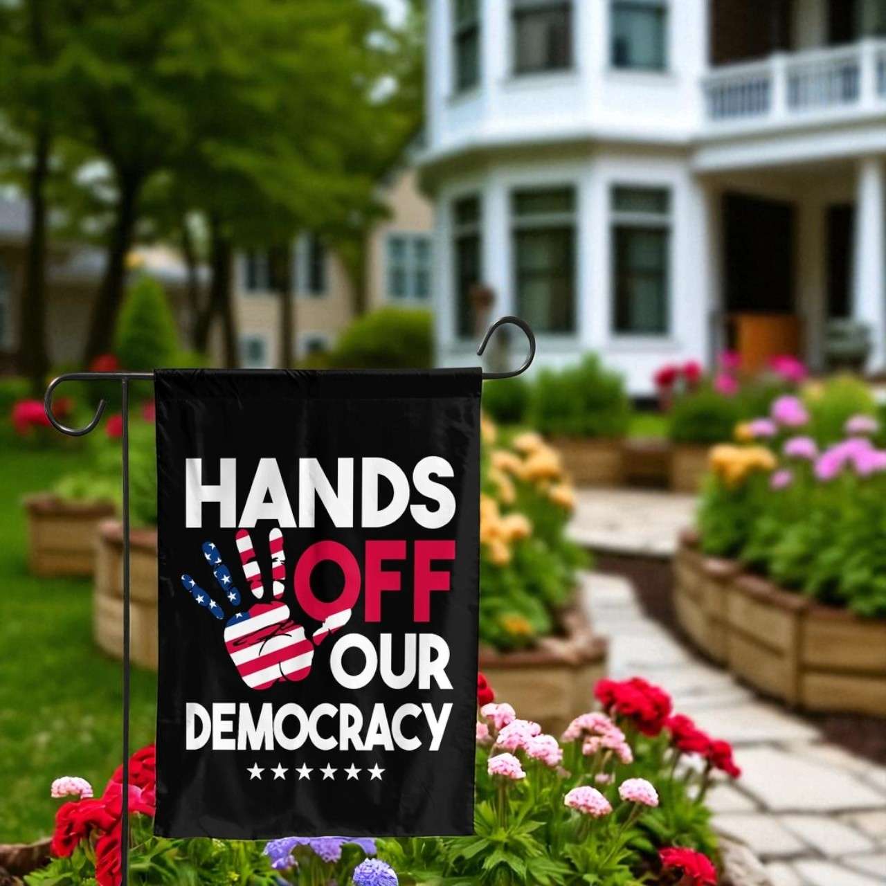 Hands Off Our Democracy Flag, Anti Racism Protest Sign