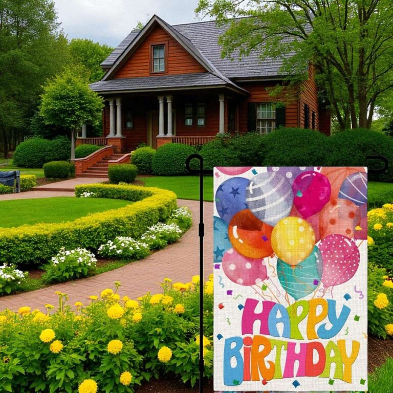 Happy Birthday Garden Flags Double Sided Burlap Outdoor Decor