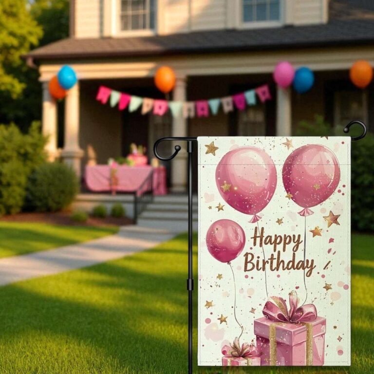 Happy Birthday Garden Flag for Porch and Yard Decor