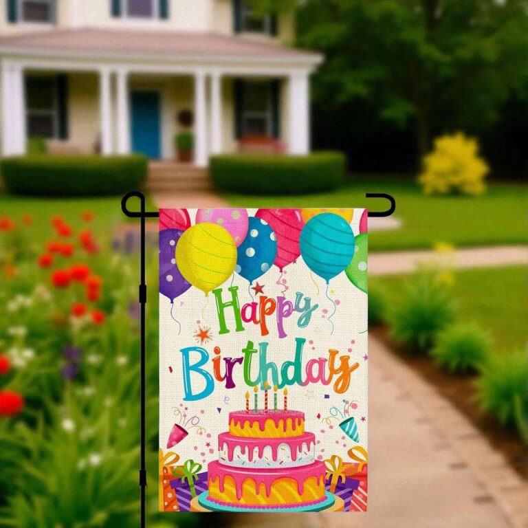 Happy Birthday Garden Flags Personalized Burlap Banner