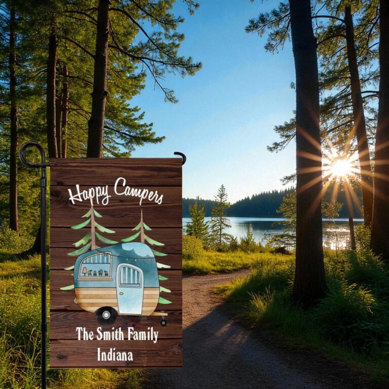 Happy Camper Garden Flag, Outdoor Camping Decor