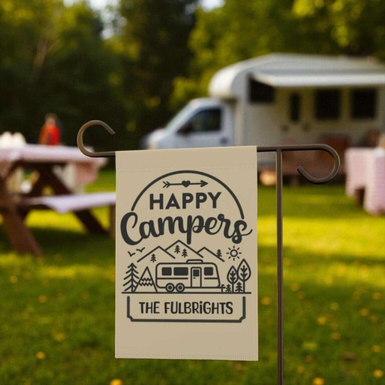 Happy Campers Garden Flag - Personalized Camping Flag