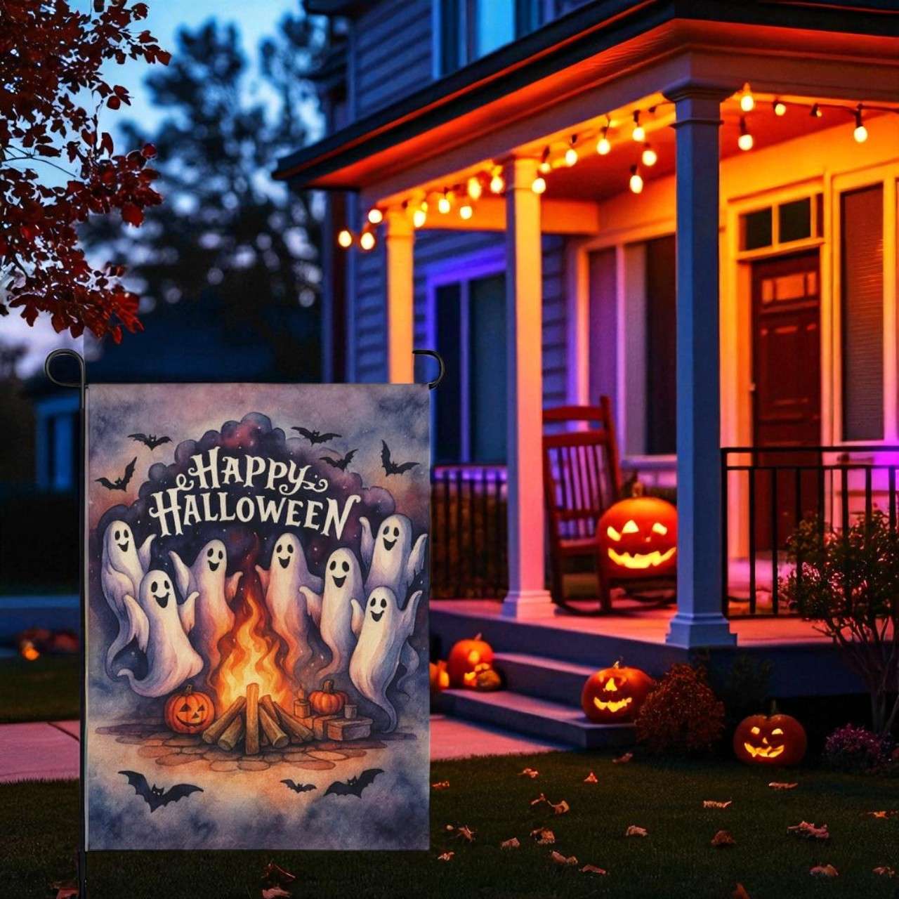 Happy Halloween Garden Flag, Spooky Trick or Treat Yard Banner