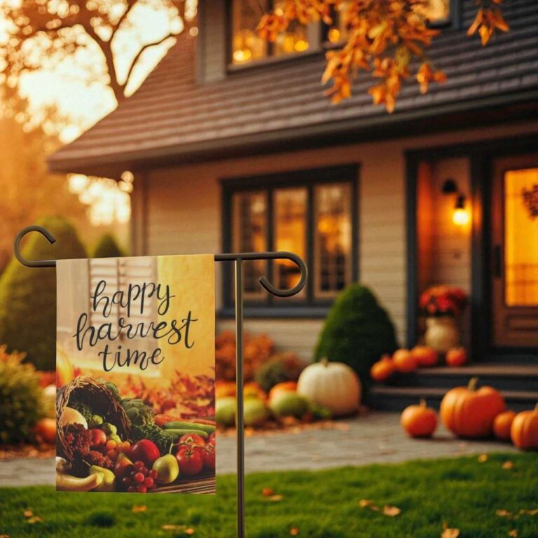 Happy Harvest Garden Flag - Stylish Fall Thanksgiving Decor