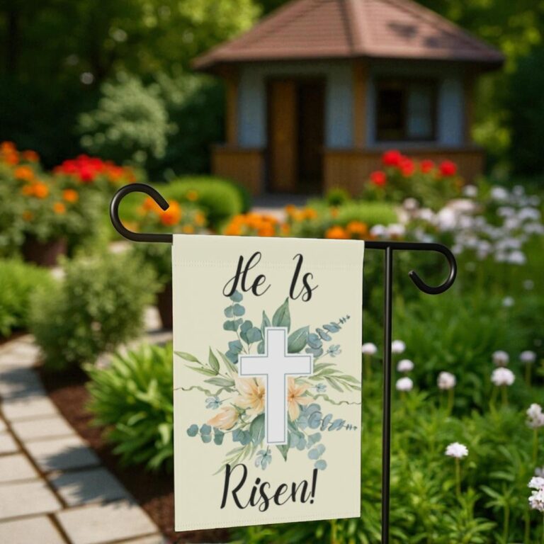 He Is Risen Banner, Christian Easter Garden Flag