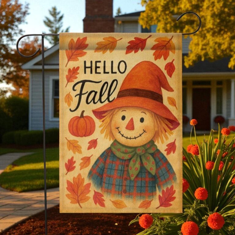 Hello Fall Garden Flag, Autumn Porch Decoration