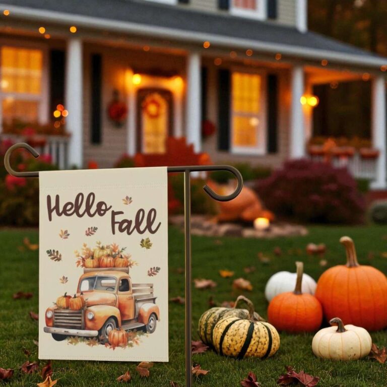 Hello Fall Garden Flag - Durable Thanksgiving Pumpkin Truck Decor