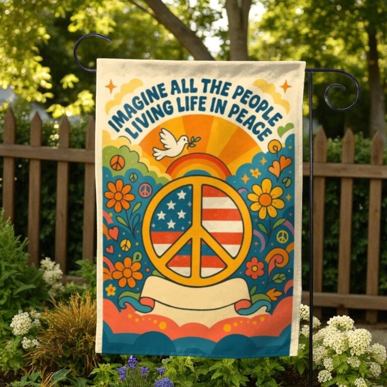 Hippie Garden Flag, Peace Sign Garden Flag