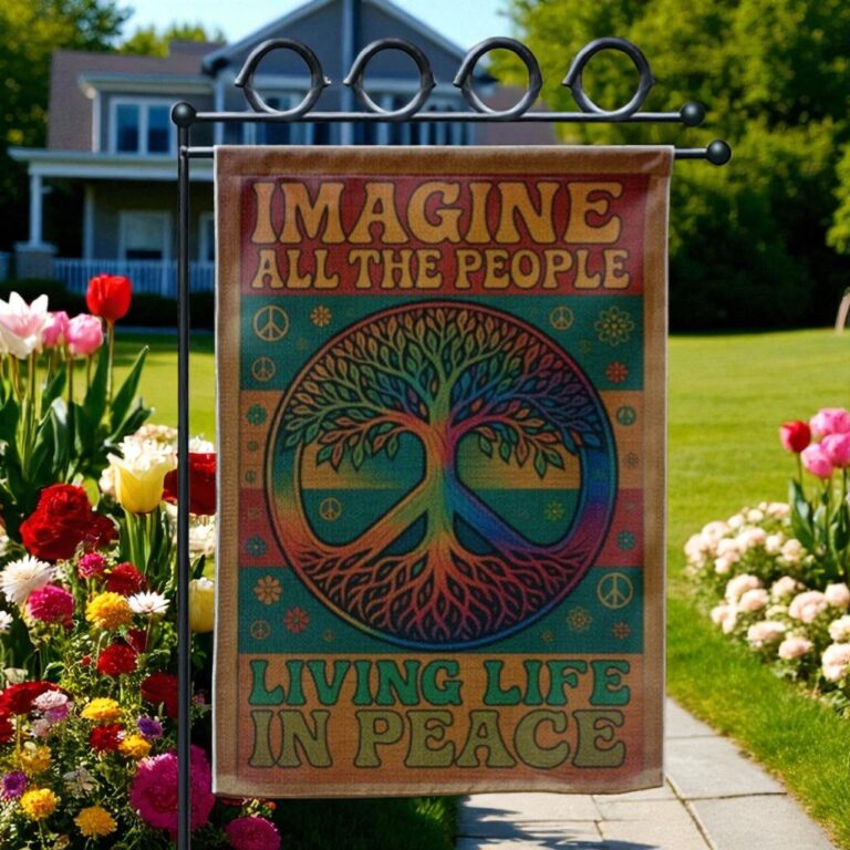 Hippie Garden Flag, Peace Tree Yard Decor