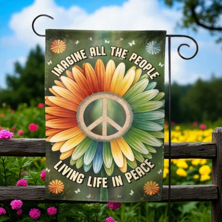 Hippie Peace Sign Flag, Outdoor Garden Decor