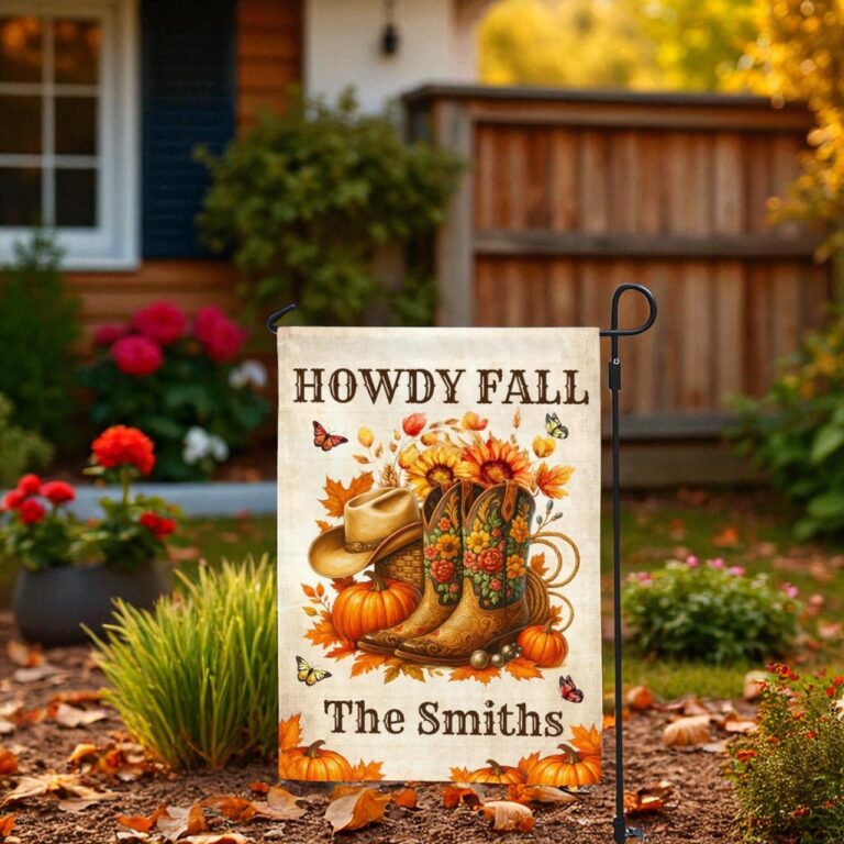 Howdy Cowboy Boots Garden Flag, Autumn Outdoor Decoration