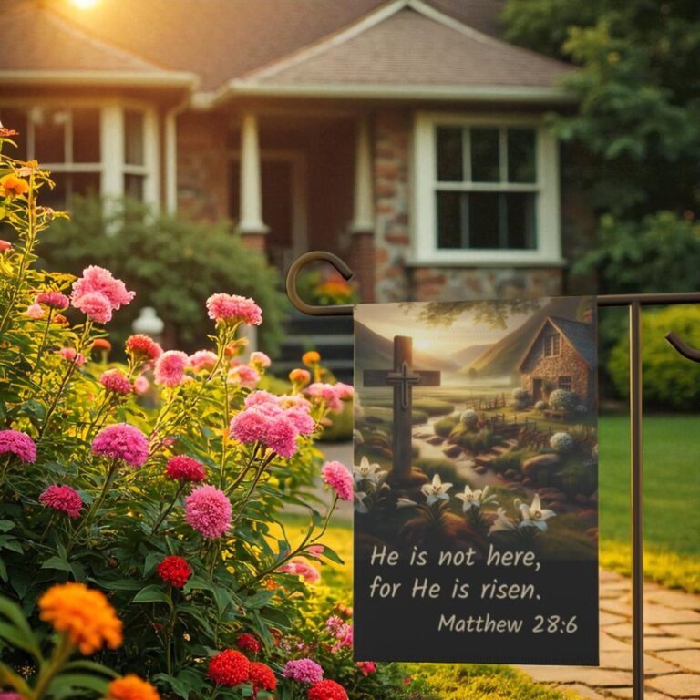 Inspirational Garden Banner, Christian Easter Yard Flag