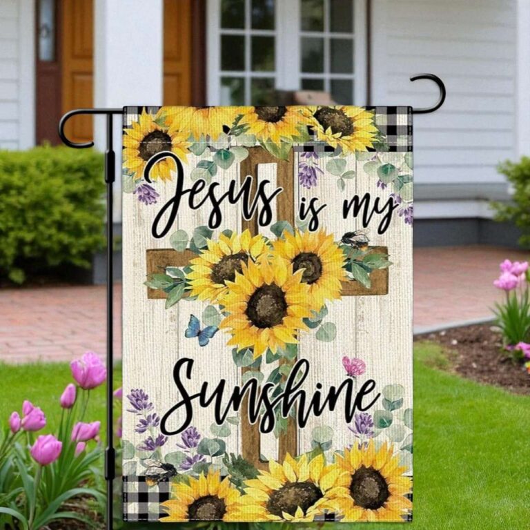 Jesus Is My Sunshine Flag | Sunflower Christian Yard Decor