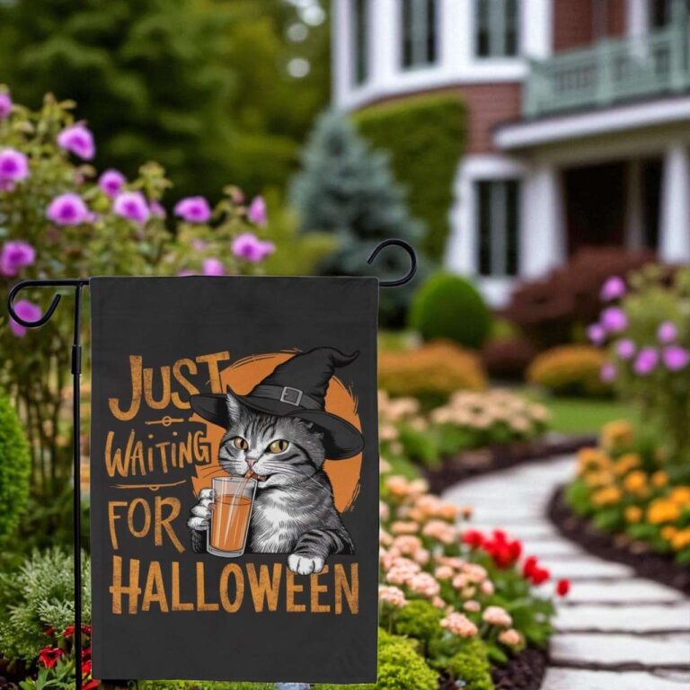 Just Waiting For Halloween Flag Durable Outdoor Decor for Fall