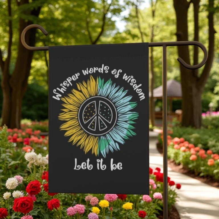 Let It Be Garden Flag, Peace Sign Sunflower Yard Decor