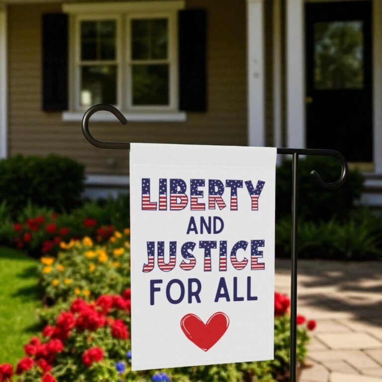 Liberty and Justice Garden Flag, Patriotic Inclusion Flag