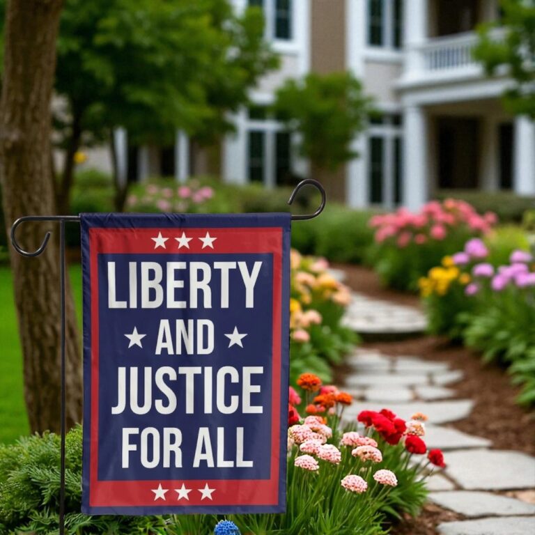 Liberty and Justice Garden Flag, Patriotic Yard Decor