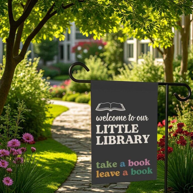 Library Garden Flag for Book Lovers Durable Outdoor Decor