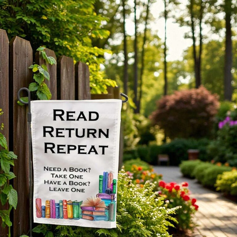 Little Library Garden Flag - Retro Reading Decor for Book Lovers