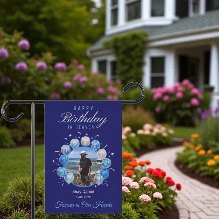 Memorial Garden Flag, Custom Cemetery Birthday Banner